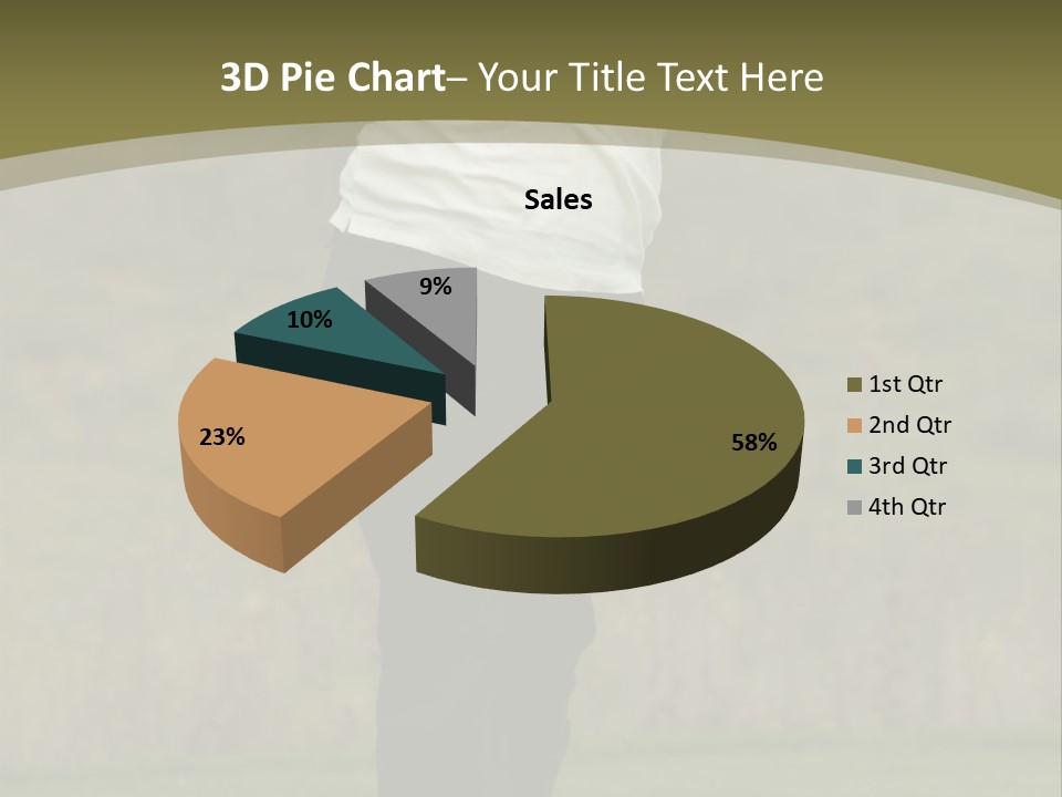 Female Golfer Captured In Her Follow Through Swing. PowerPoint Template