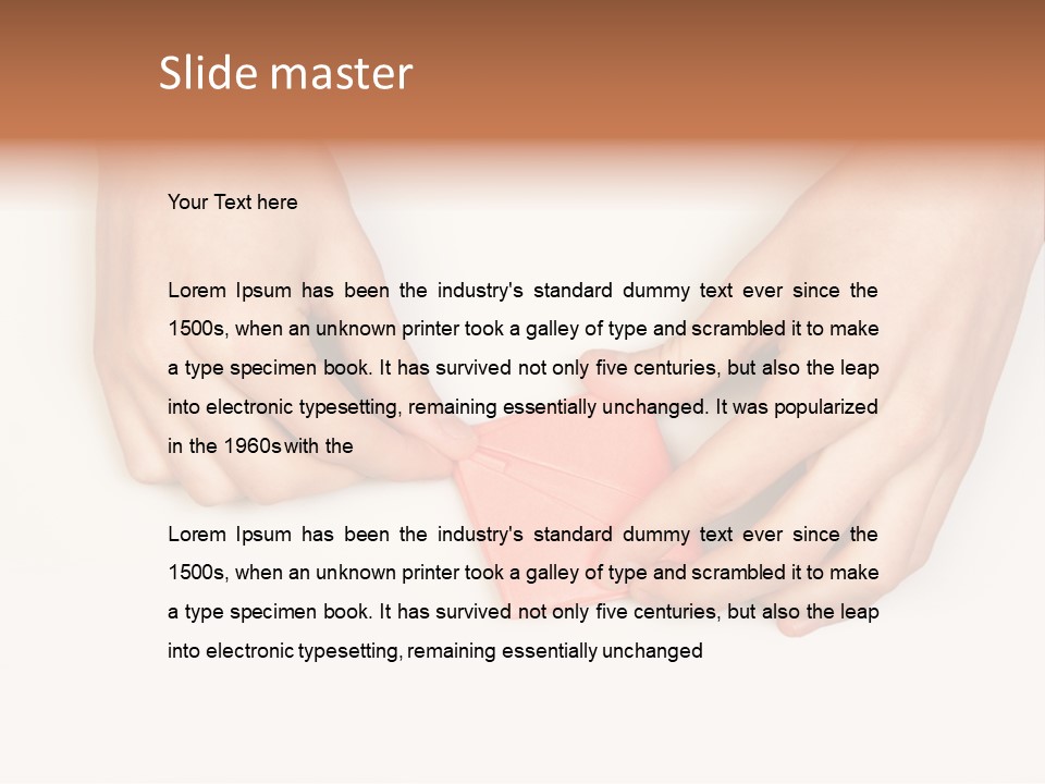 Two Hands Make Something From Sheet Of Paper PowerPoint Template