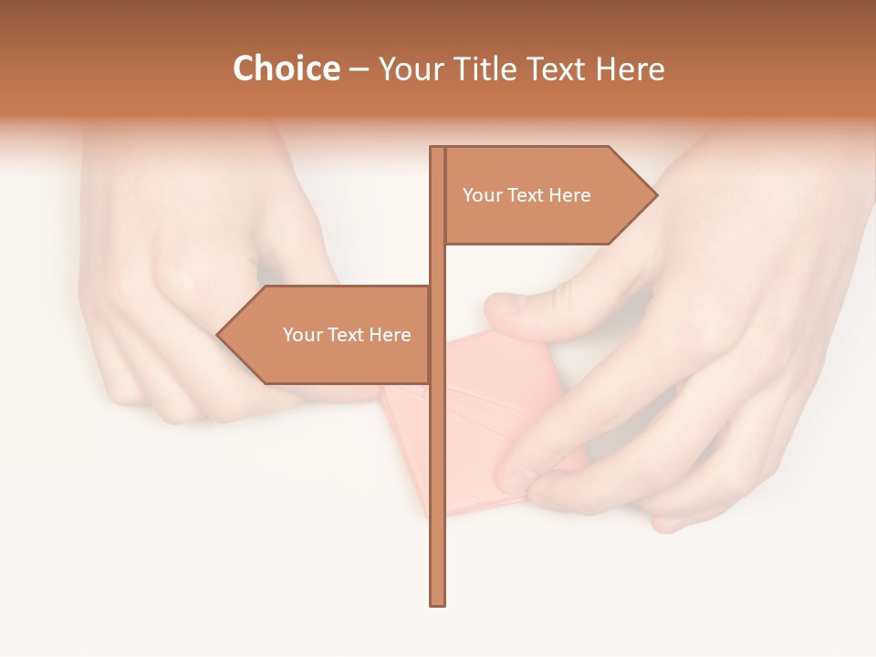 Two Hands Make Something From Sheet Of Paper PowerPoint Template