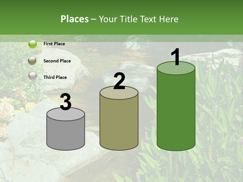 A Green And White Landscape With Rocks And Plants PowerPoint Template