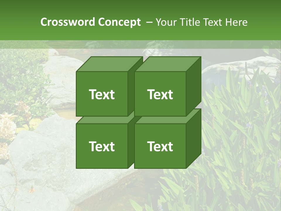 A Green And White Landscape With Rocks And Plants PowerPoint Template