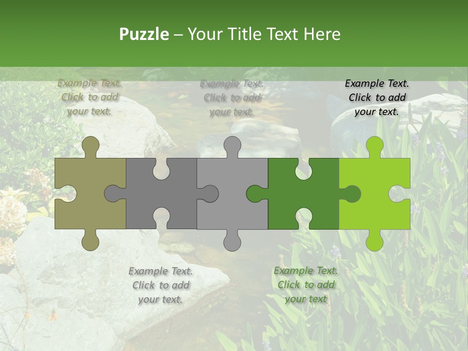 A Green And White Landscape With Rocks And Plants PowerPoint Template