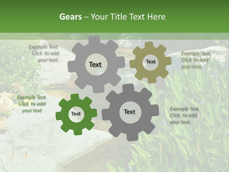 A Green And White Landscape With Rocks And Plants PowerPoint Template