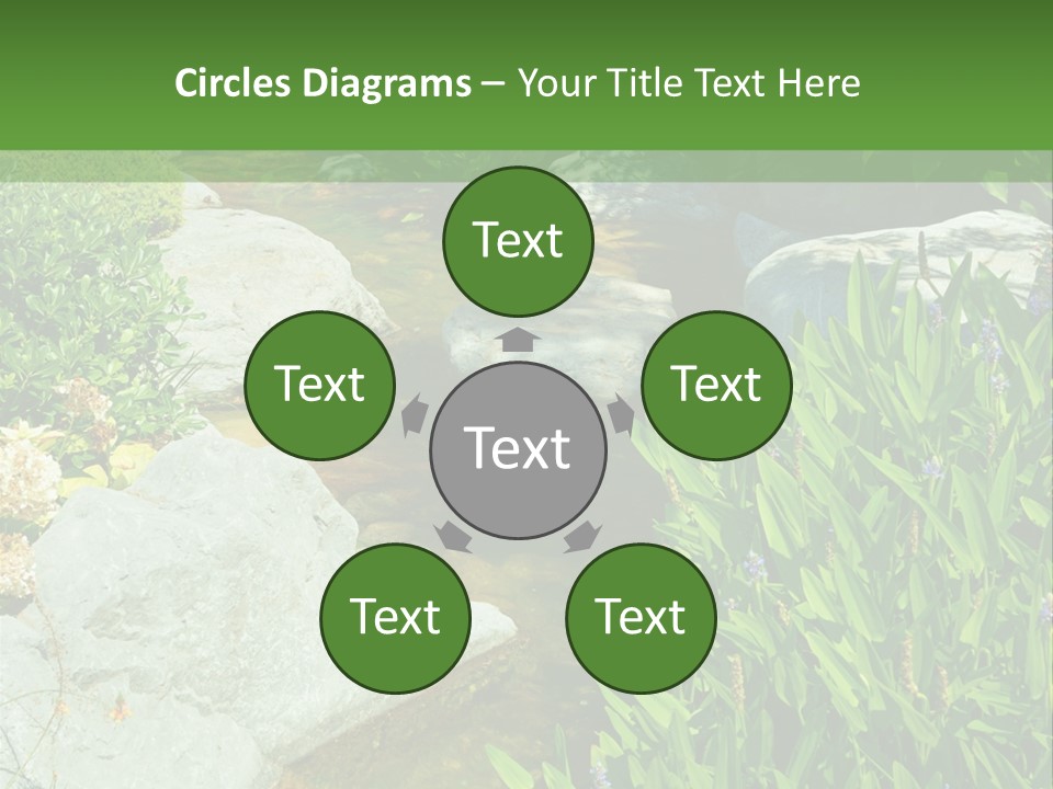 A Green And White Landscape With Rocks And Plants PowerPoint Template