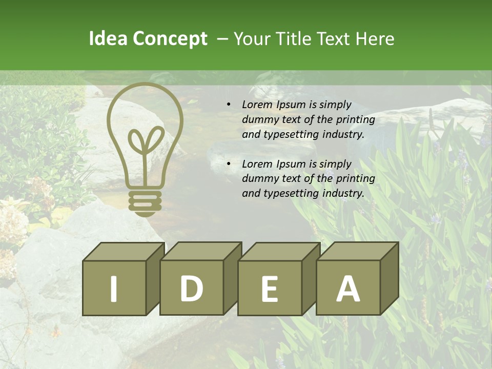 A Green And White Landscape With Rocks And Plants PowerPoint Template