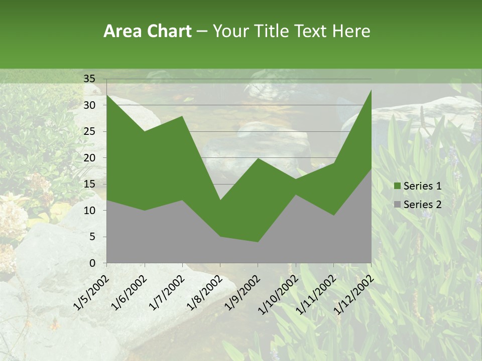 A Green And White Landscape With Rocks And Plants PowerPoint Template