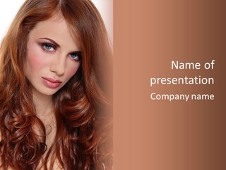 A Woman With Long Red Hair And Blue Eyes PowerPoint Template