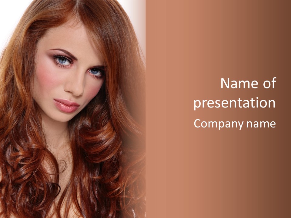 A Woman With Long Red Hair And Blue Eyes PowerPoint Template