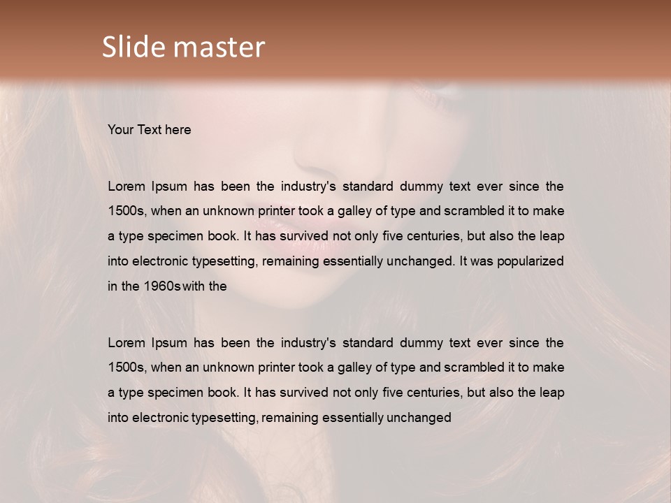 A Woman With Long Red Hair And Blue Eyes PowerPoint Template