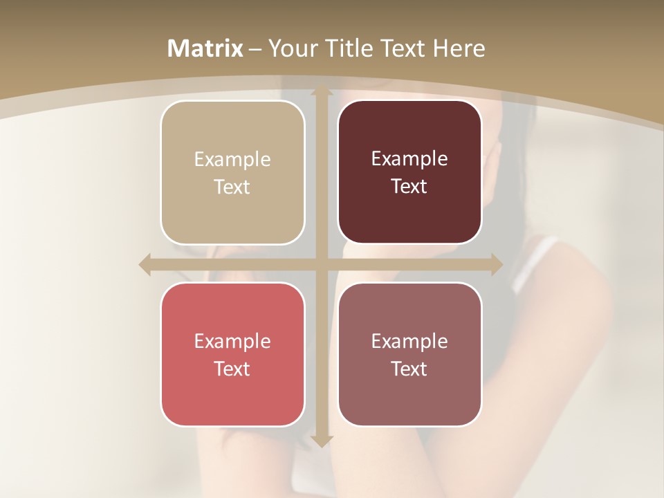 A Woman Sitting On A Table With Her Hand On Her Chin PowerPoint Template