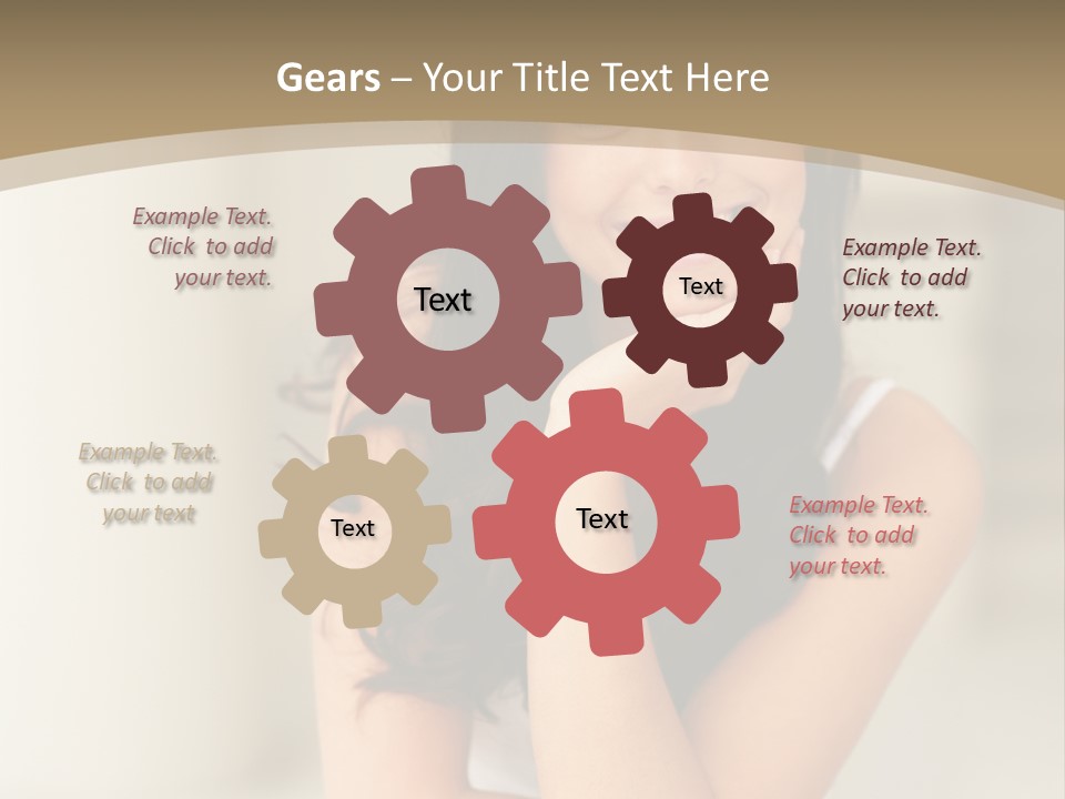 A Woman Sitting On A Table With Her Hand On Her Chin PowerPoint Template