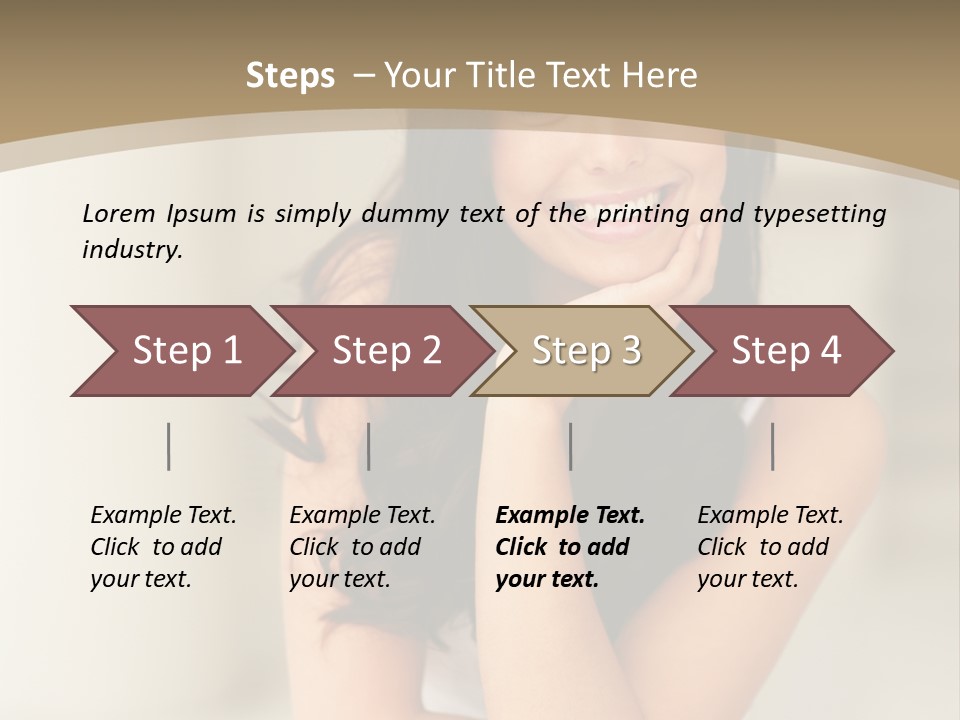 A Woman Sitting On A Table With Her Hand On Her Chin PowerPoint Template