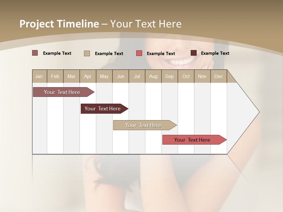 A Woman Sitting On A Table With Her Hand On Her Chin PowerPoint Template