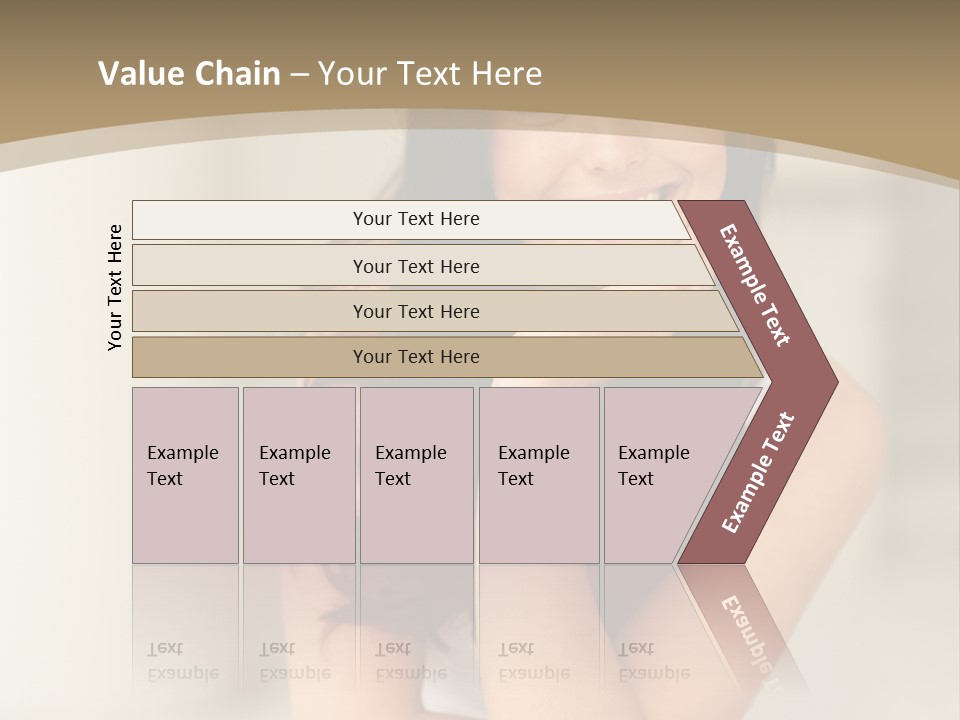 A Woman Sitting On A Table With Her Hand On Her Chin PowerPoint Template