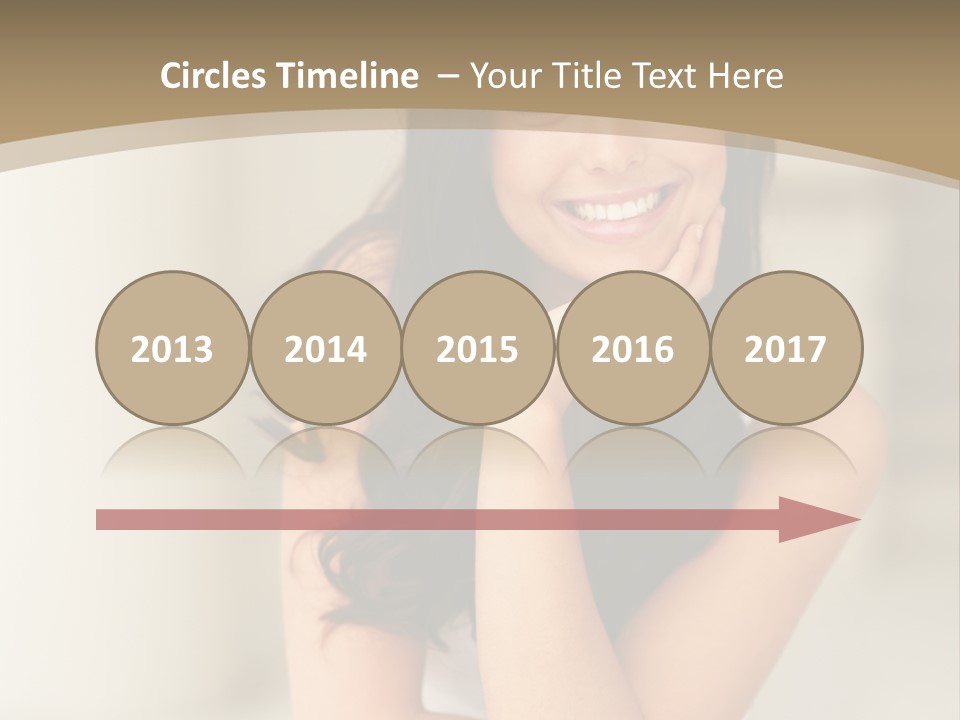 A Woman Sitting On A Table With Her Hand On Her Chin PowerPoint Template