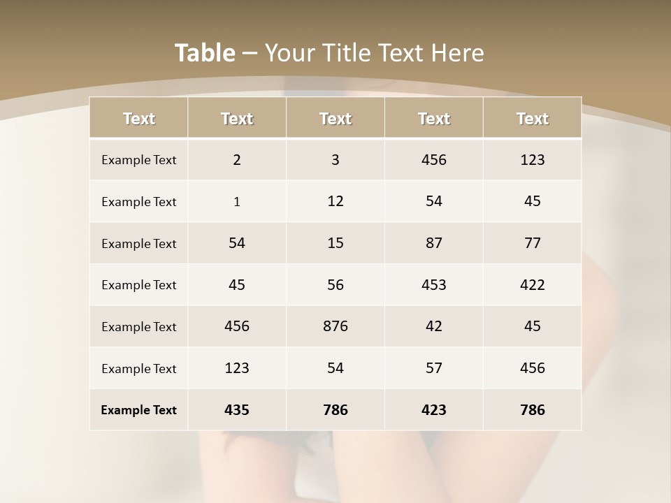 A Woman Sitting On A Table With Her Hand On Her Chin PowerPoint Template