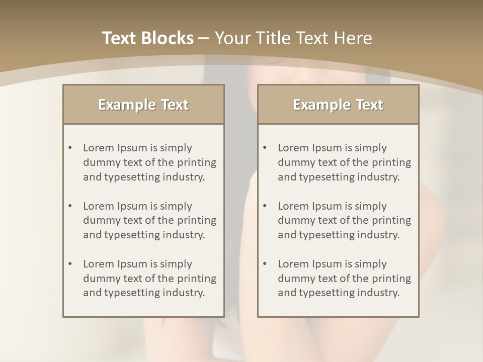 A Woman Sitting On A Table With Her Hand On Her Chin PowerPoint Template