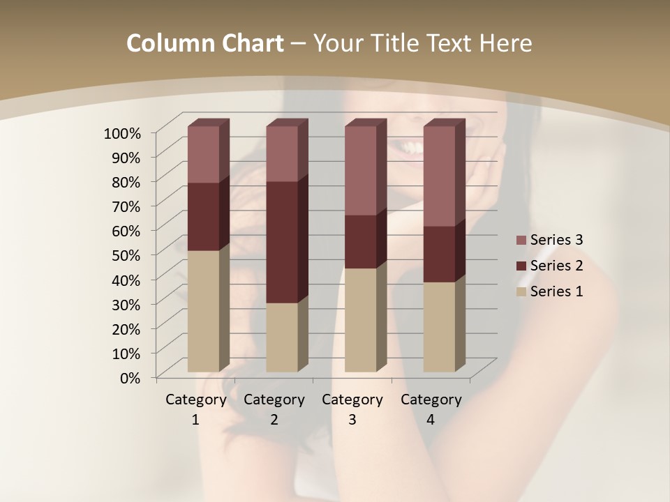 A Woman Sitting On A Table With Her Hand On Her Chin PowerPoint Template