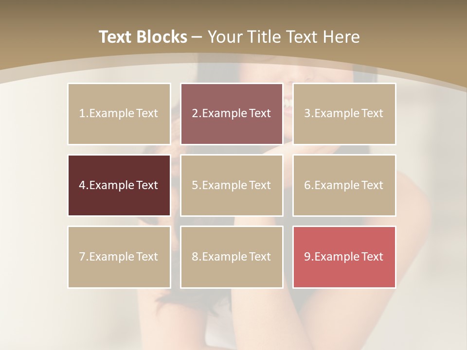 A Woman Sitting On A Table With Her Hand On Her Chin PowerPoint Template
