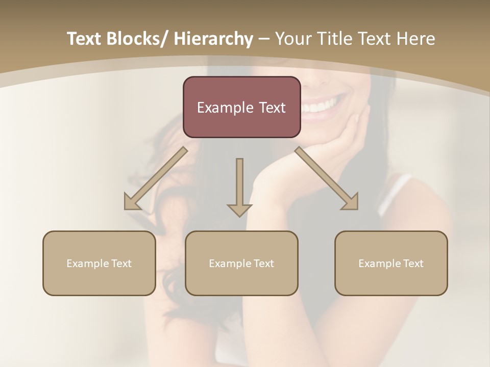 A Woman Sitting On A Table With Her Hand On Her Chin PowerPoint Template