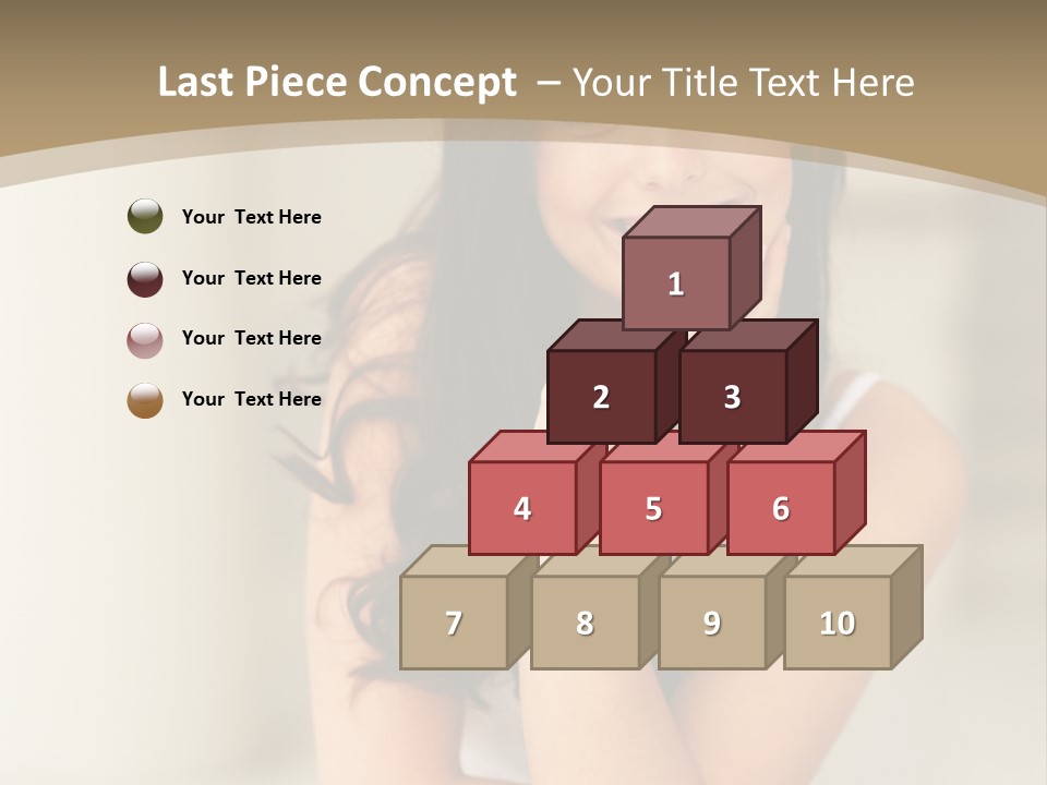 A Woman Sitting On A Table With Her Hand On Her Chin PowerPoint Template