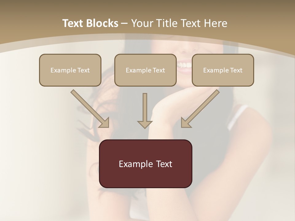 A Woman Sitting On A Table With Her Hand On Her Chin PowerPoint Template