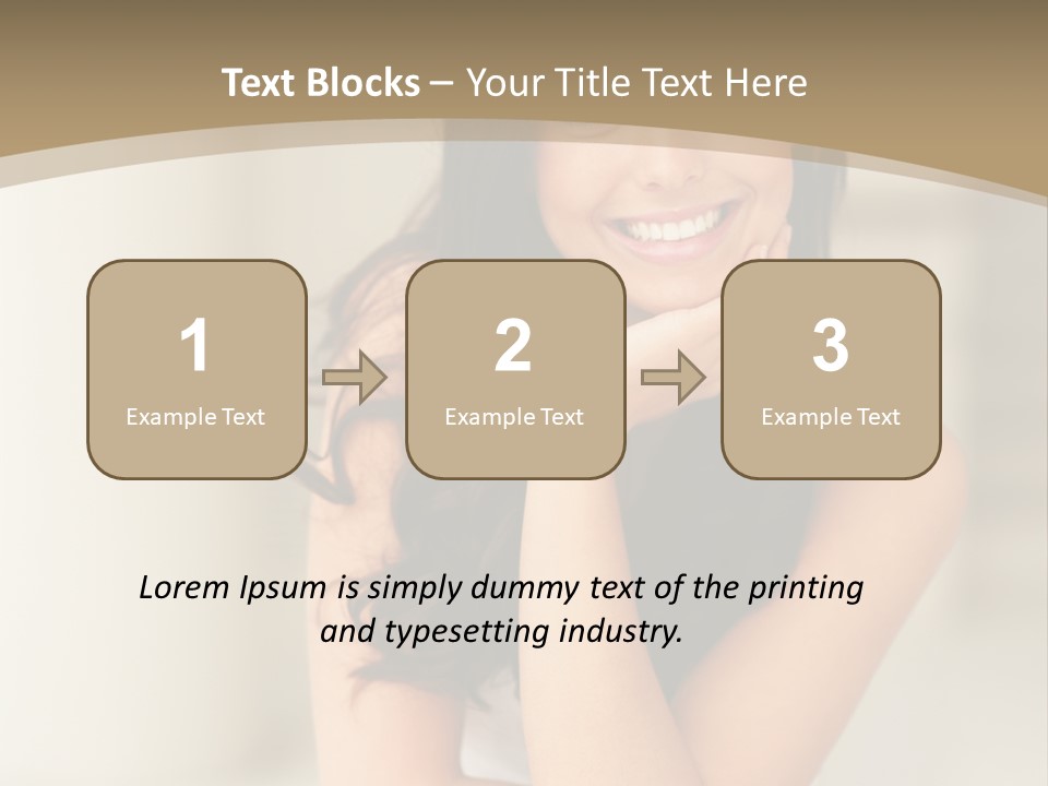 A Woman Sitting On A Table With Her Hand On Her Chin PowerPoint Template