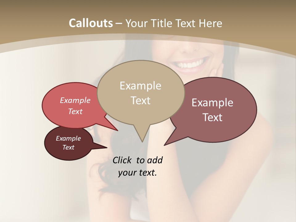 A Woman Sitting On A Table With Her Hand On Her Chin PowerPoint Template