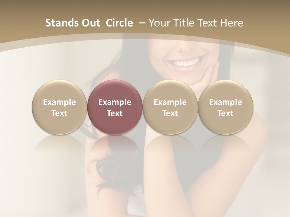 A Woman Sitting On A Table With Her Hand On Her Chin PowerPoint Template