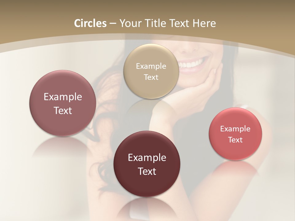 A Woman Sitting On A Table With Her Hand On Her Chin PowerPoint Template