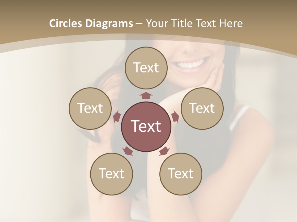 A Woman Sitting On A Table With Her Hand On Her Chin PowerPoint Template