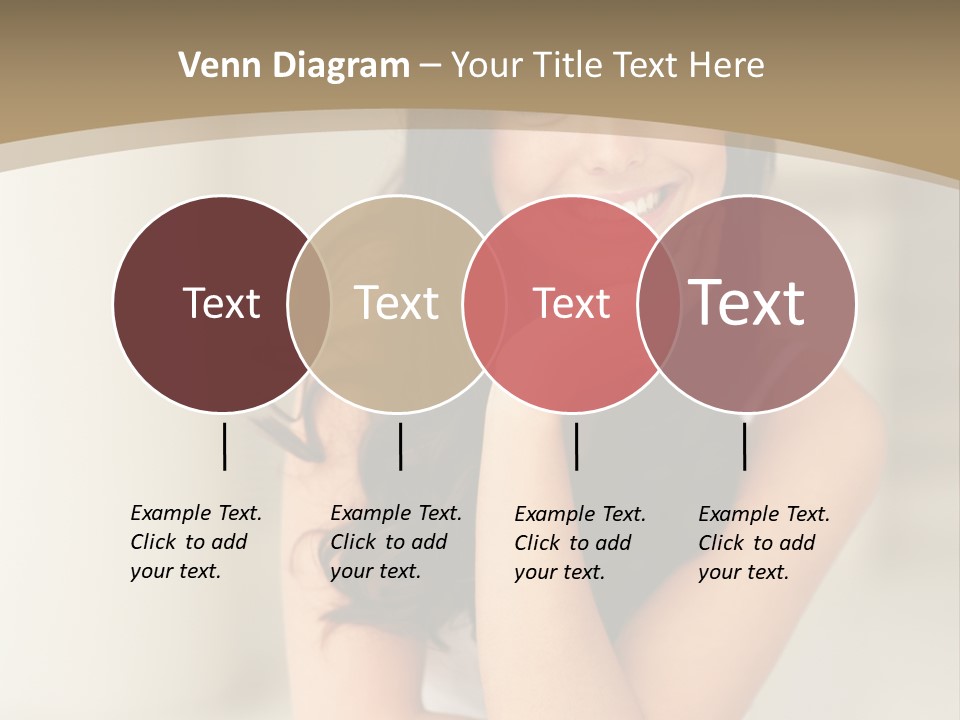 A Woman Sitting On A Table With Her Hand On Her Chin PowerPoint Template