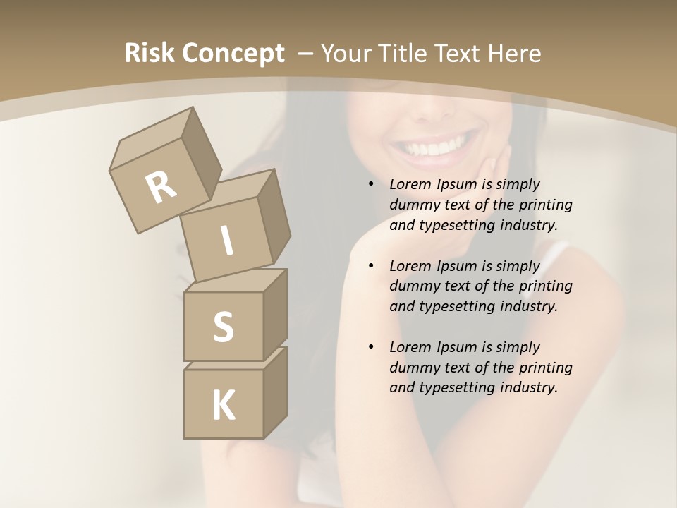 A Woman Sitting On A Table With Her Hand On Her Chin PowerPoint Template