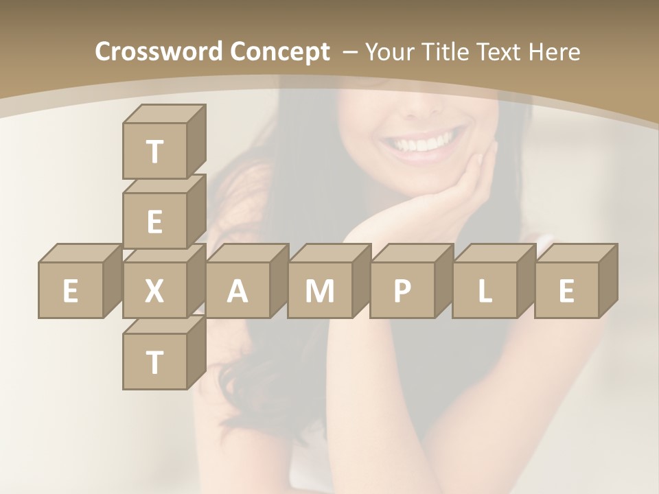 A Woman Sitting On A Table With Her Hand On Her Chin PowerPoint Template