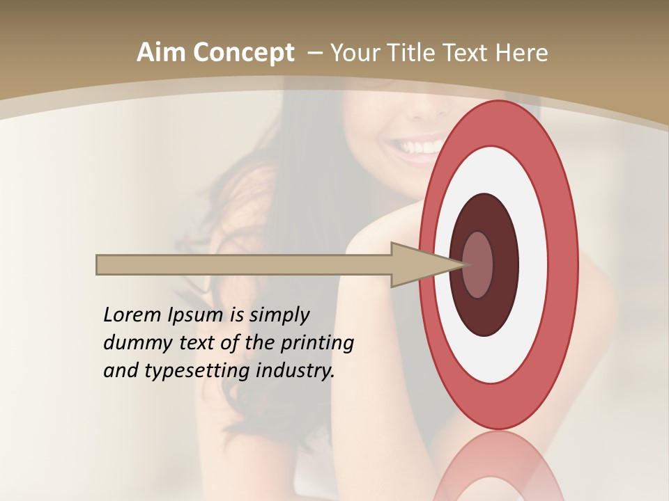 A Woman Sitting On A Table With Her Hand On Her Chin PowerPoint Template