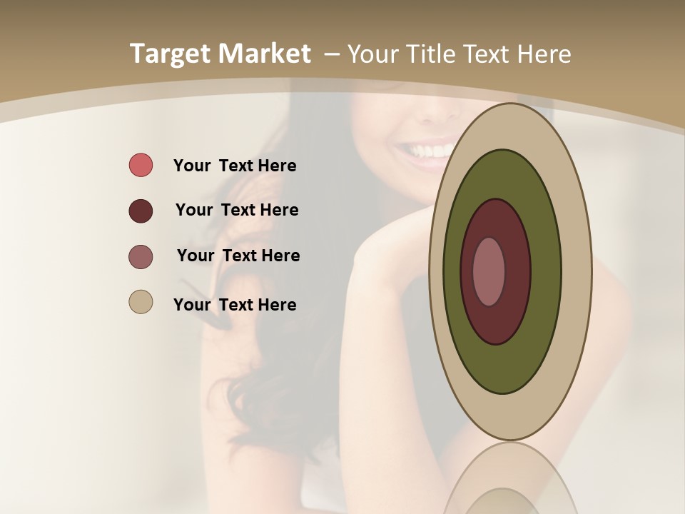 A Woman Sitting On A Table With Her Hand On Her Chin PowerPoint Template