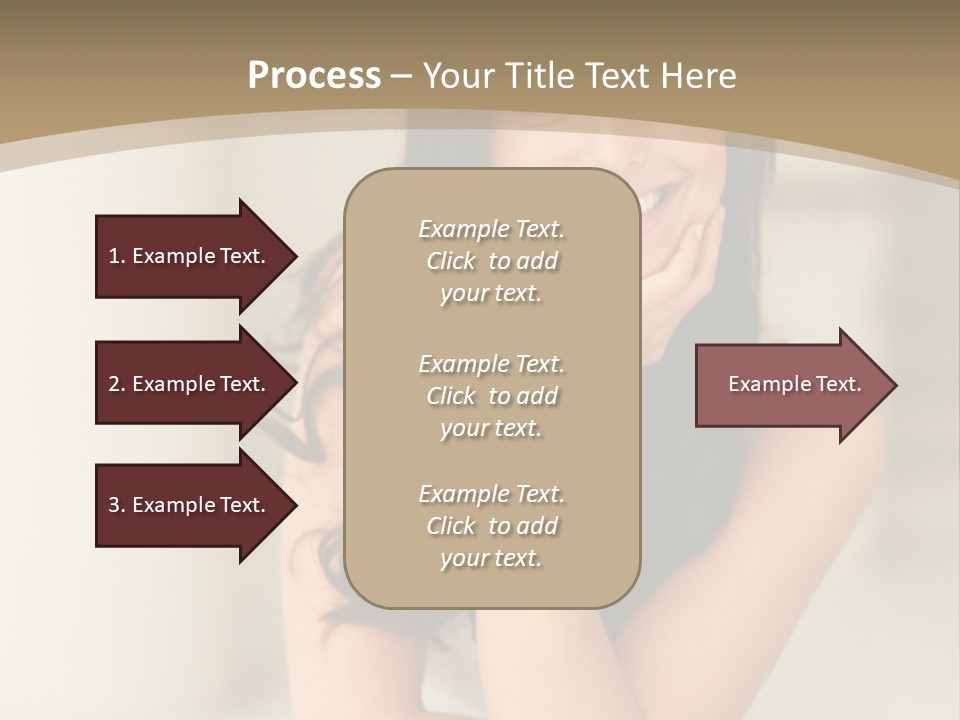 A Woman Sitting On A Table With Her Hand On Her Chin PowerPoint Template