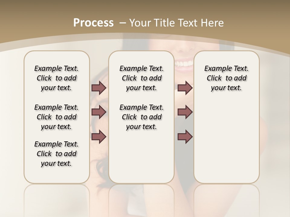 A Woman Sitting On A Table With Her Hand On Her Chin PowerPoint Template