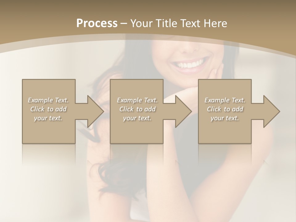 A Woman Sitting On A Table With Her Hand On Her Chin PowerPoint Template