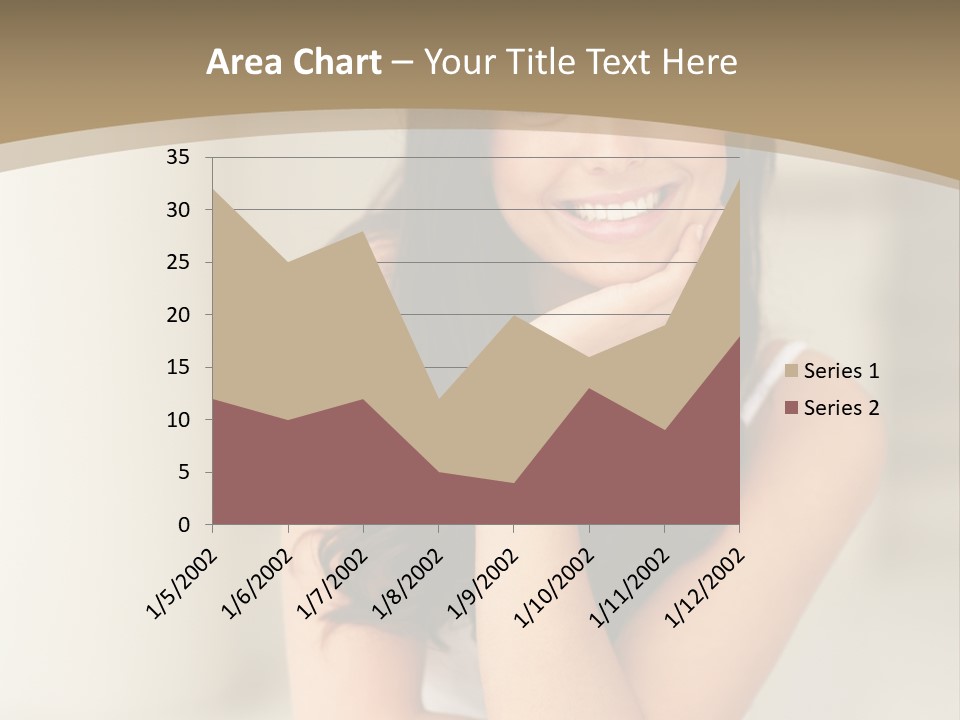 A Woman Sitting On A Table With Her Hand On Her Chin PowerPoint Template