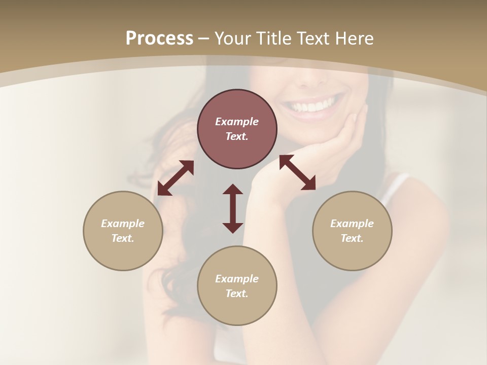 A Woman Sitting On A Table With Her Hand On Her Chin PowerPoint Template