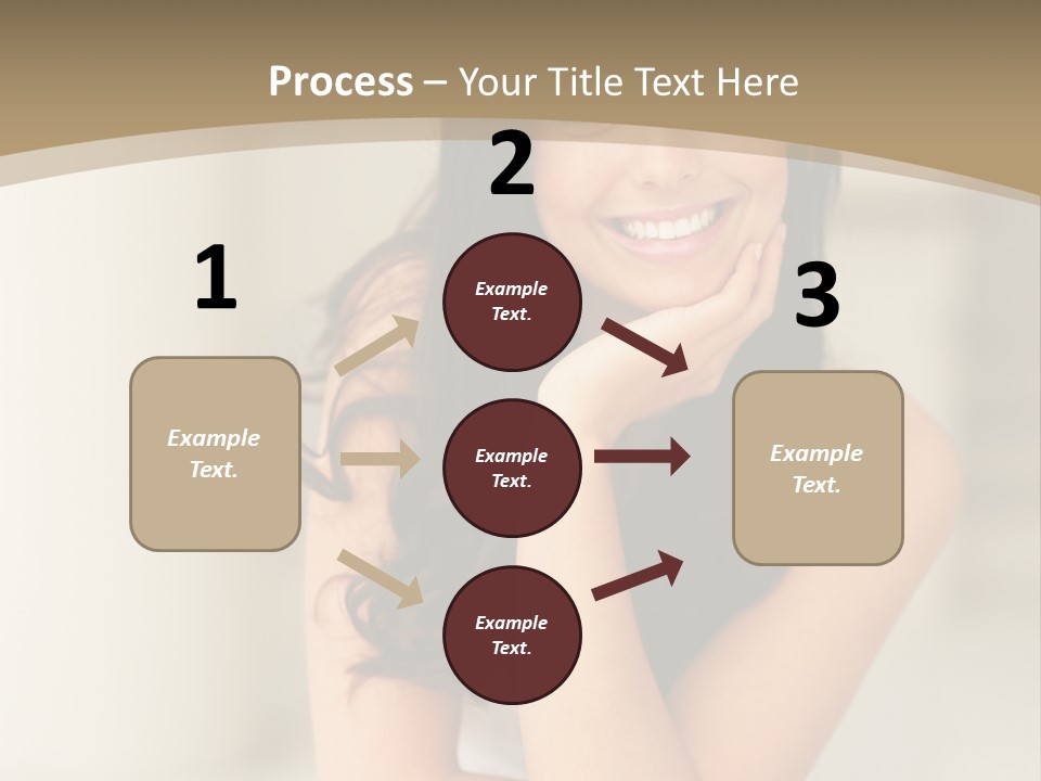 A Woman Sitting On A Table With Her Hand On Her Chin PowerPoint Template