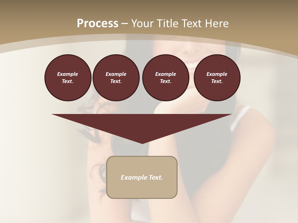 A Woman Sitting On A Table With Her Hand On Her Chin PowerPoint Template