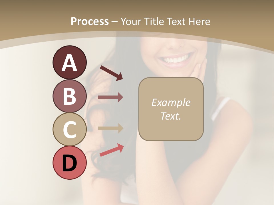 A Woman Sitting On A Table With Her Hand On Her Chin PowerPoint Template