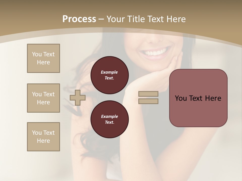 A Woman Sitting On A Table With Her Hand On Her Chin PowerPoint Template