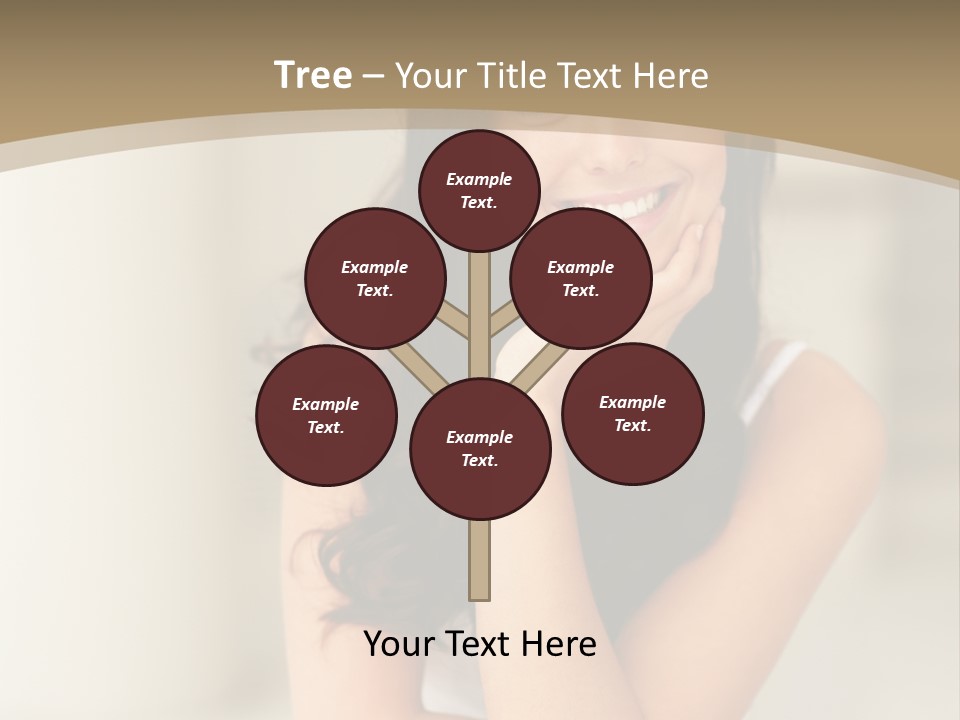 A Woman Sitting On A Table With Her Hand On Her Chin PowerPoint Template