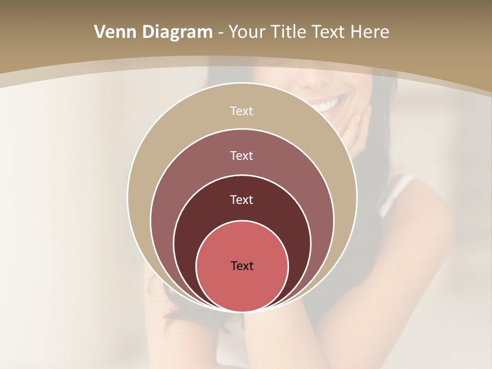 A Woman Sitting On A Table With Her Hand On Her Chin PowerPoint Template