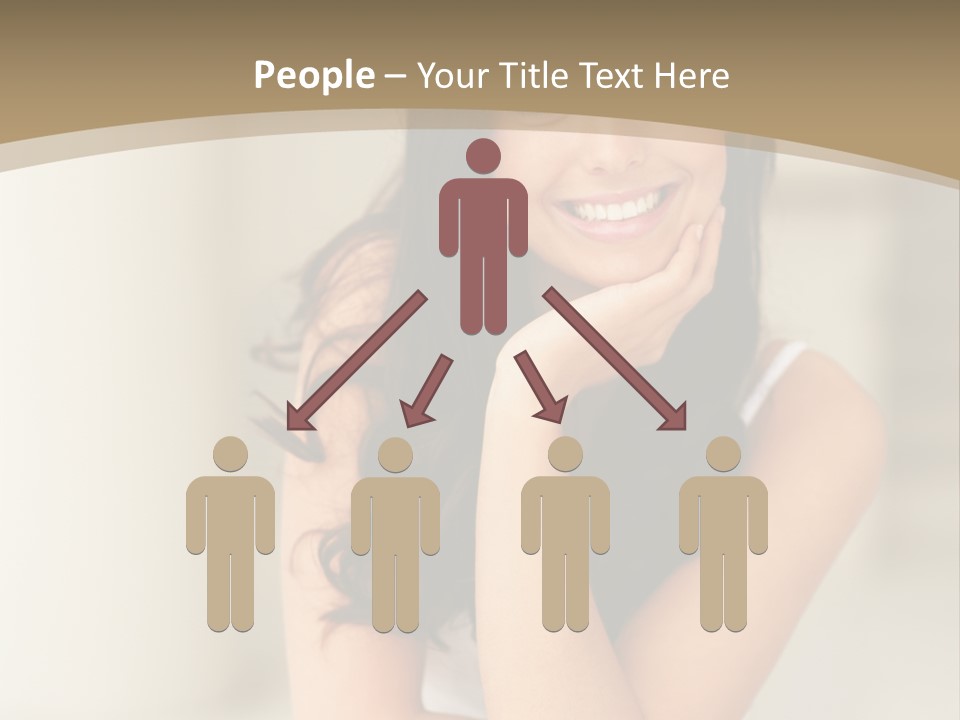 A Woman Sitting On A Table With Her Hand On Her Chin PowerPoint Template