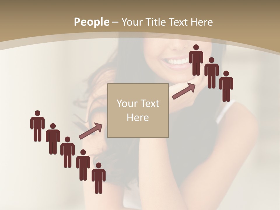A Woman Sitting On A Table With Her Hand On Her Chin PowerPoint Template