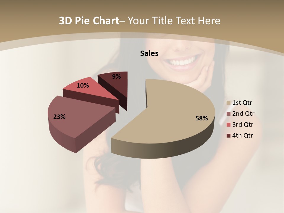 A Woman Sitting On A Table With Her Hand On Her Chin PowerPoint Template